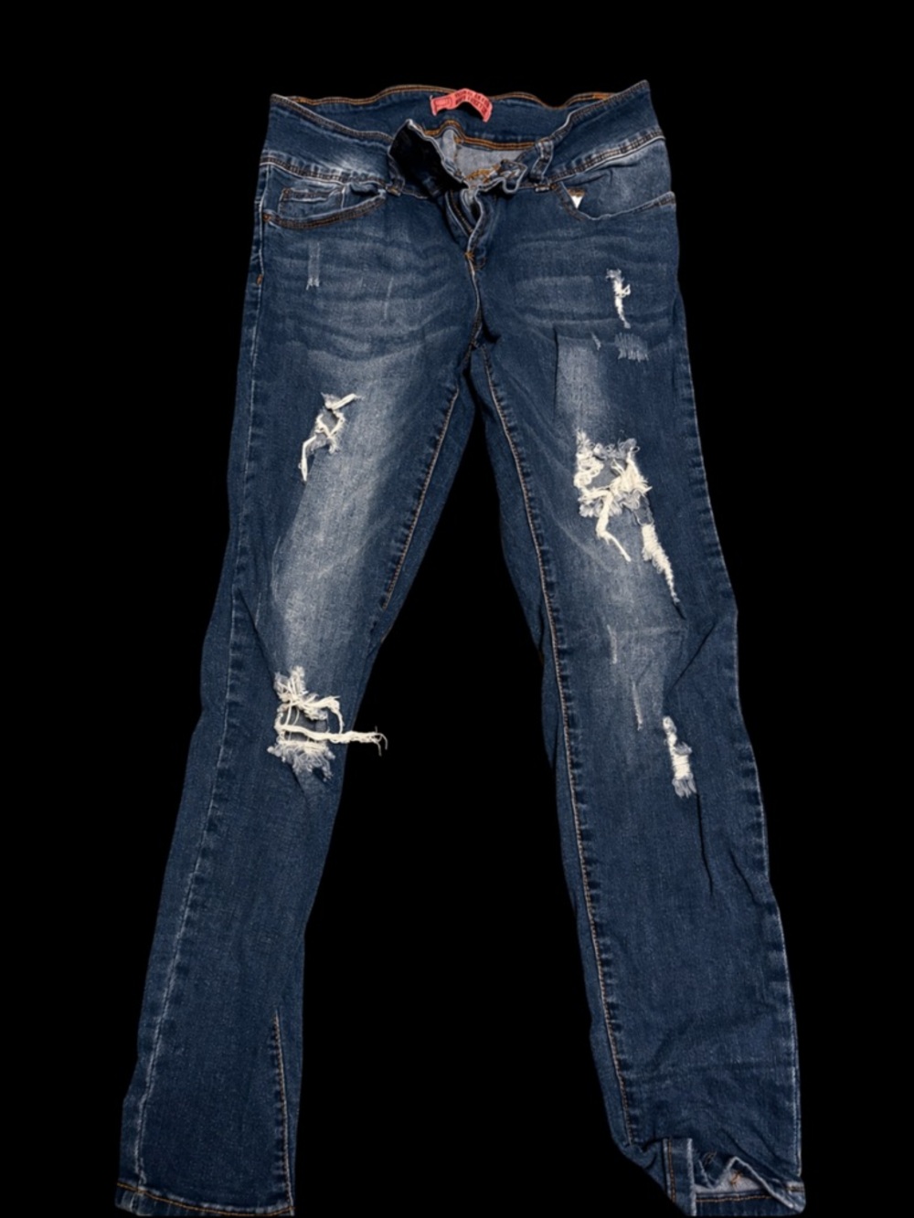 Distressed Dark Blue Skinny Jeans